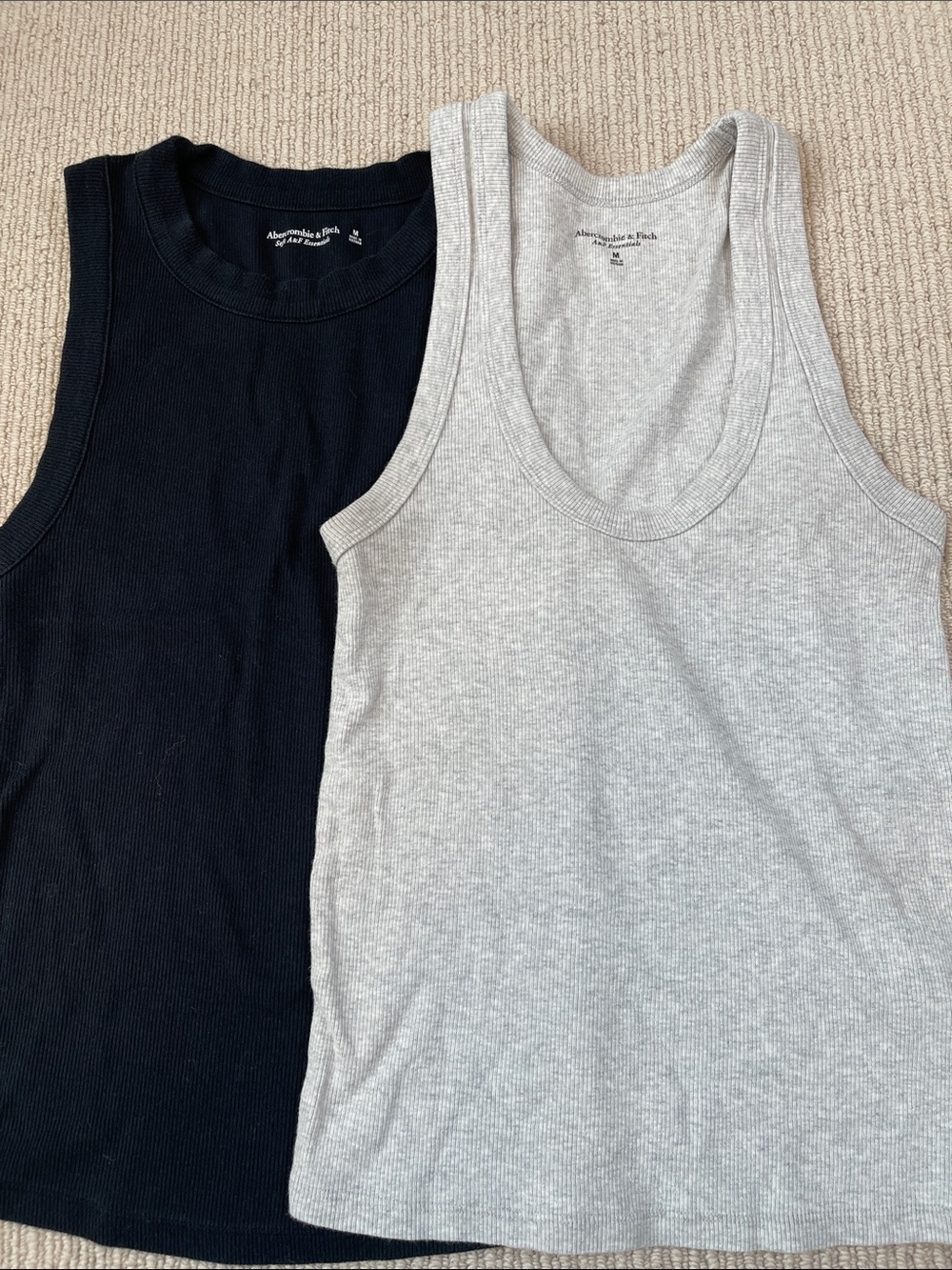 Abercrombie & Fitch Women's Medium Soft A&F Ribbed Tank Top Bundle Black Gray
